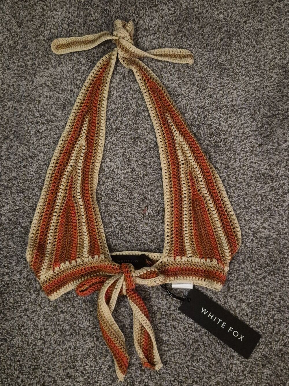 NWT White Fox Boho Crocheted Good Days Burnt Orange Halter Top Hippie Sz S/M